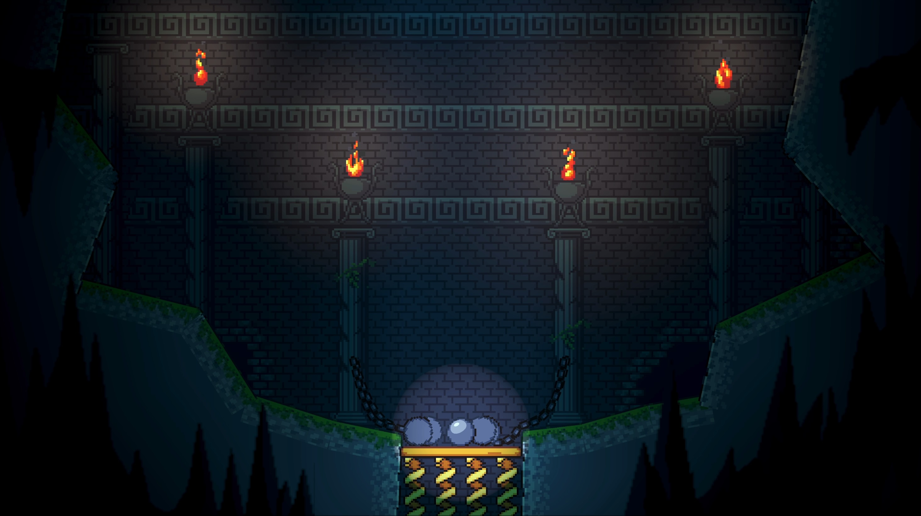 Fallosophy screenshot of a cavern lit by ethereal light